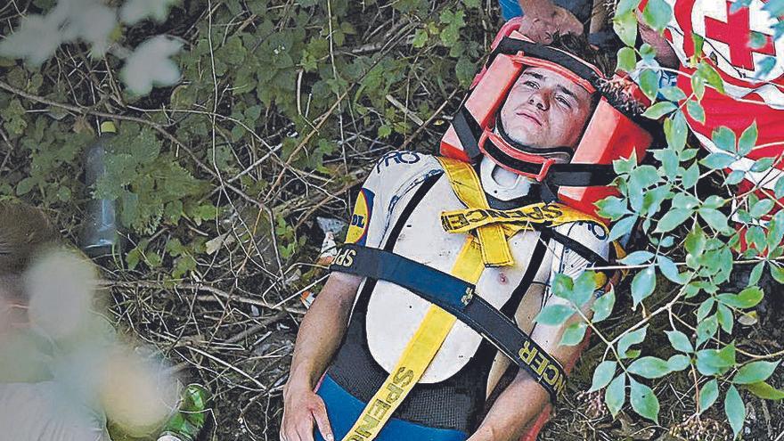 Evenepoel, tras sufrir la caídade hace un año.