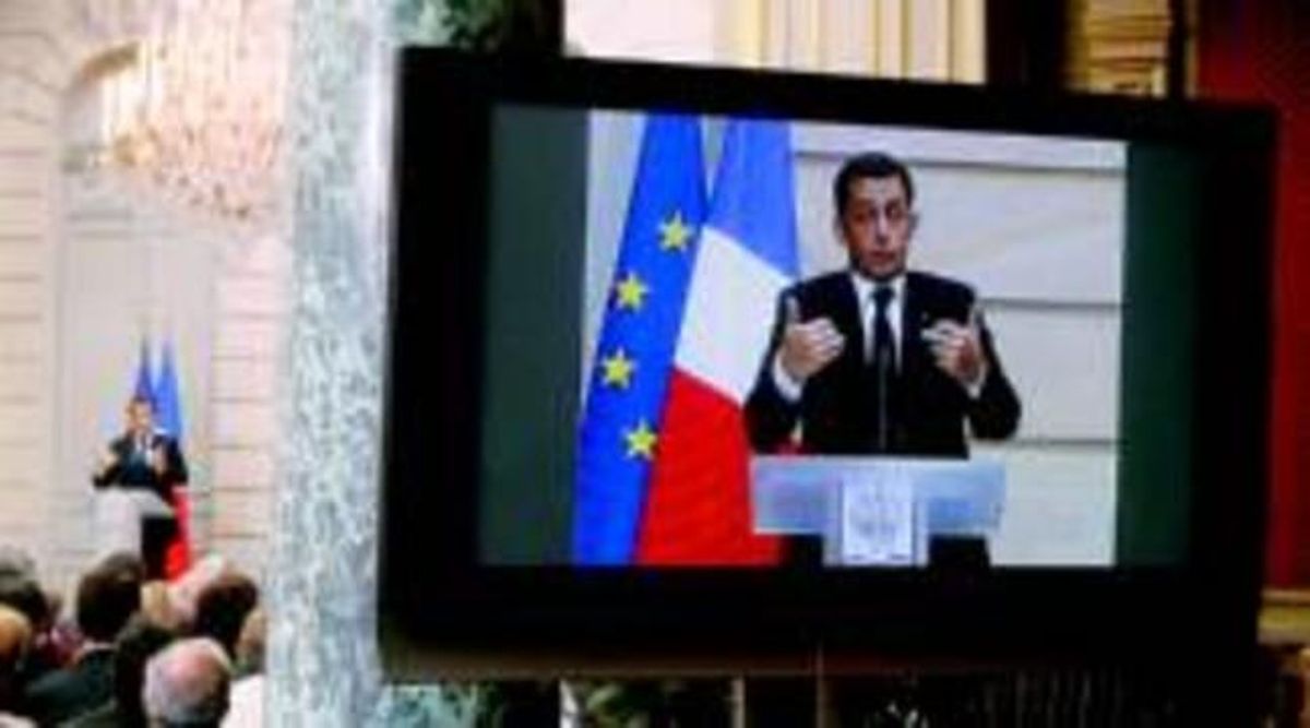 Nicolas Sarkozy, durant la presentació dels canvis previstos en el sistema audiovisual francès.