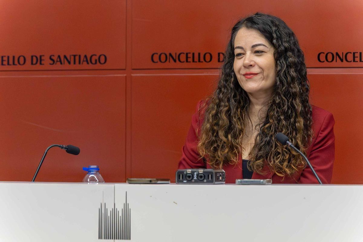 María Rozas, durante a presentación do Consello do Ecobosque, este martes en Raxoi