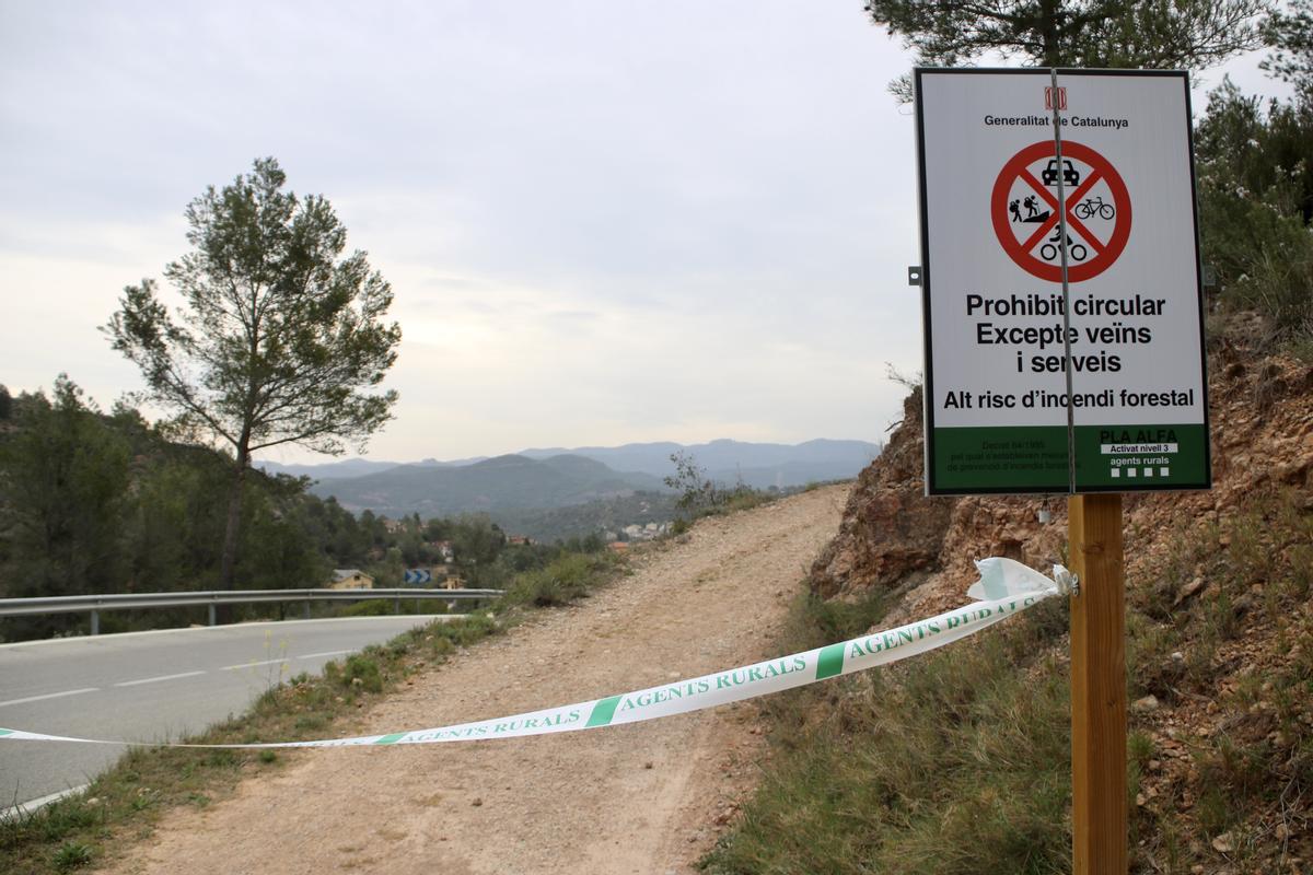 Cerrado el acceso al parque de Montserrat por riesgo de incendio