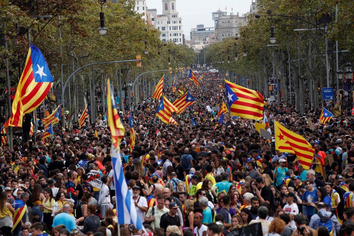 Manifestación independentista en Cataluña en 2019.