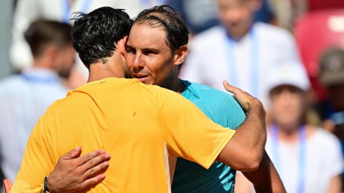 Rafa Nadal saluda a Borges tras su final en el Abierto de Suecia