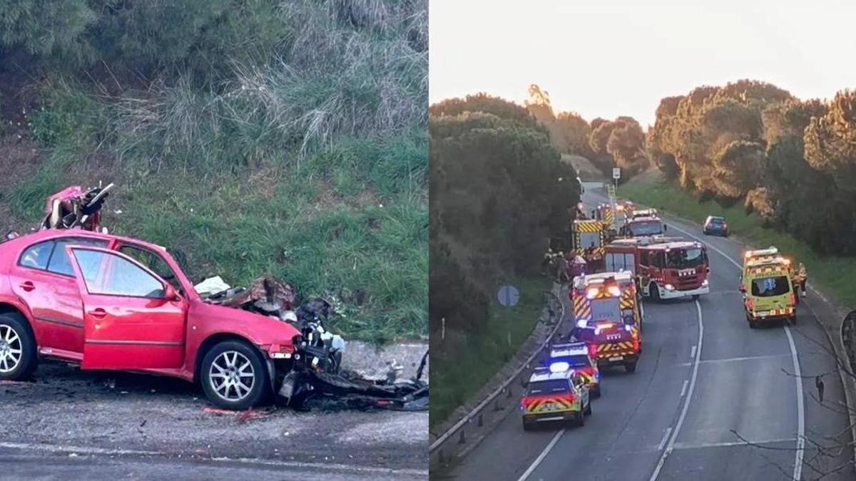 El conductor de un turismo muere en un choque frontal con un camión de Bomberos que regresaba de un servicio en Cassà de la Selva
