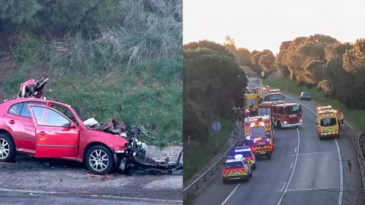 Muere un conductor en un choque frontal con un camión de los Bombers en Cassà de la Selva
