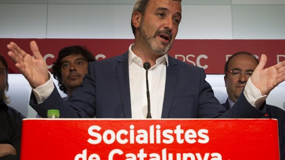 Jaume Collboni, en su comparecencia del día de las elecciones municipales.