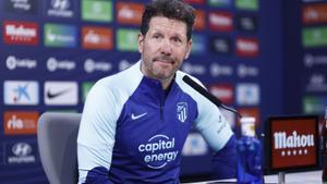 Simeone, en la rueda de prensa de este viernes. EFE/Rodrigo Jiménez