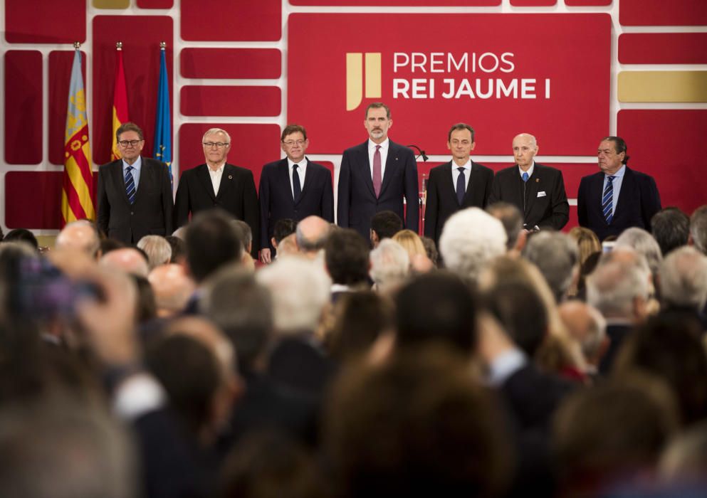 Instante de la ceremonia de entrega de los Premios Jaume I en la Lonja de València.