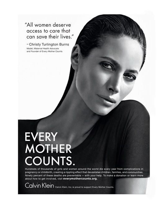 Christy Turlington, campaña, Calvin Klein Underwear, campaña, salud, materna, mujer, embarazo, parto, solidaridad