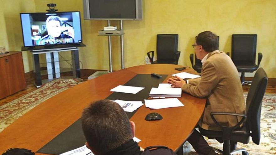 Un momento de la reunión virtual de coordinación sobre seguridad.