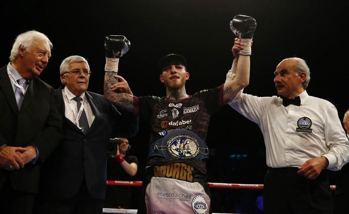 Sam Eggington celebrates after winning the fight