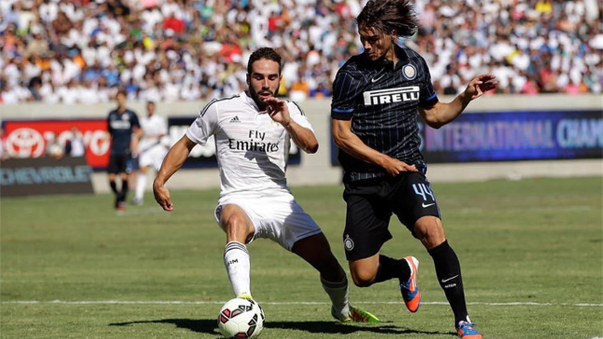 Krhin y Carvajal, durante el Madrid-Inter de la Champions Cup 2014 el pasado julio