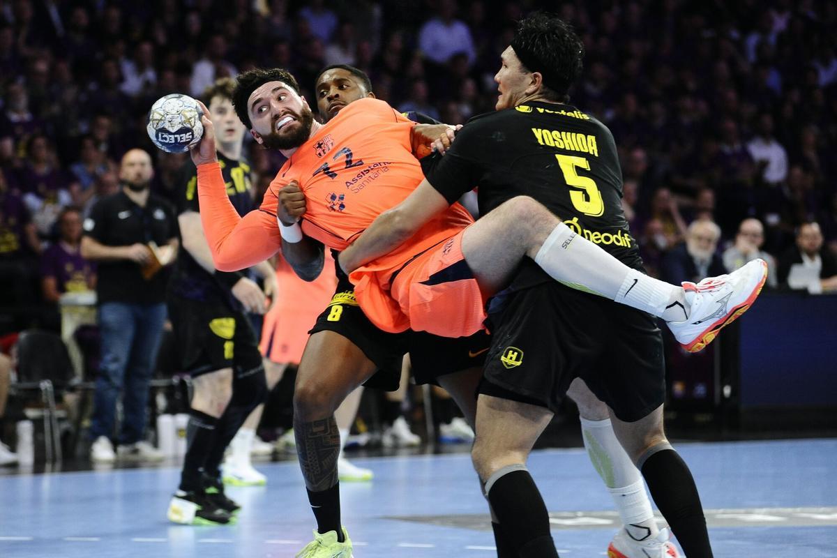 Ludovic Fabregas, jugador del FC Barcelona, durante el partido de ida de la EHF Champions League contra el Nantes