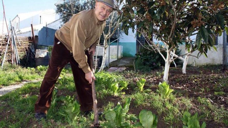 Antonio López vendió a una promotora su finca, pero como condición impuso que pudiese mantener un pequeño huerto para cultivar los productos que necesita para autoconsumo.