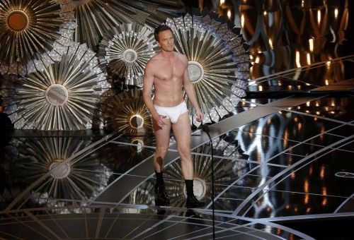 Neil Patrick Harris refers to a scene from the Oscar nominated film "Birdman" while hosting the 87th Academy Awards in Hollywood