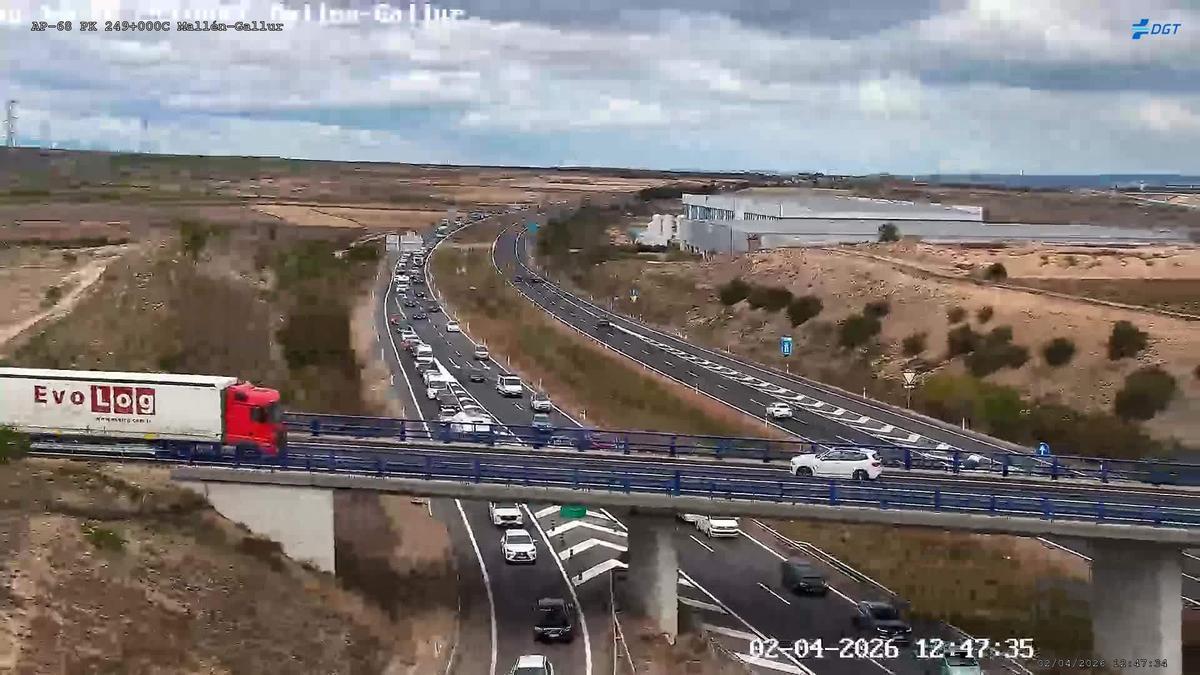 Tramo de la autopista AP-68 a la altura de Gallur, en la provincia de Zaragoza.