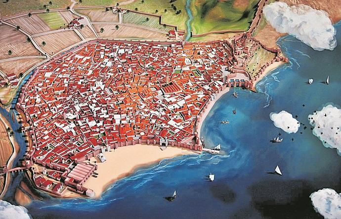 La Málaga de 1487, una obra del ilustrador Miguel Leiva de 2014.