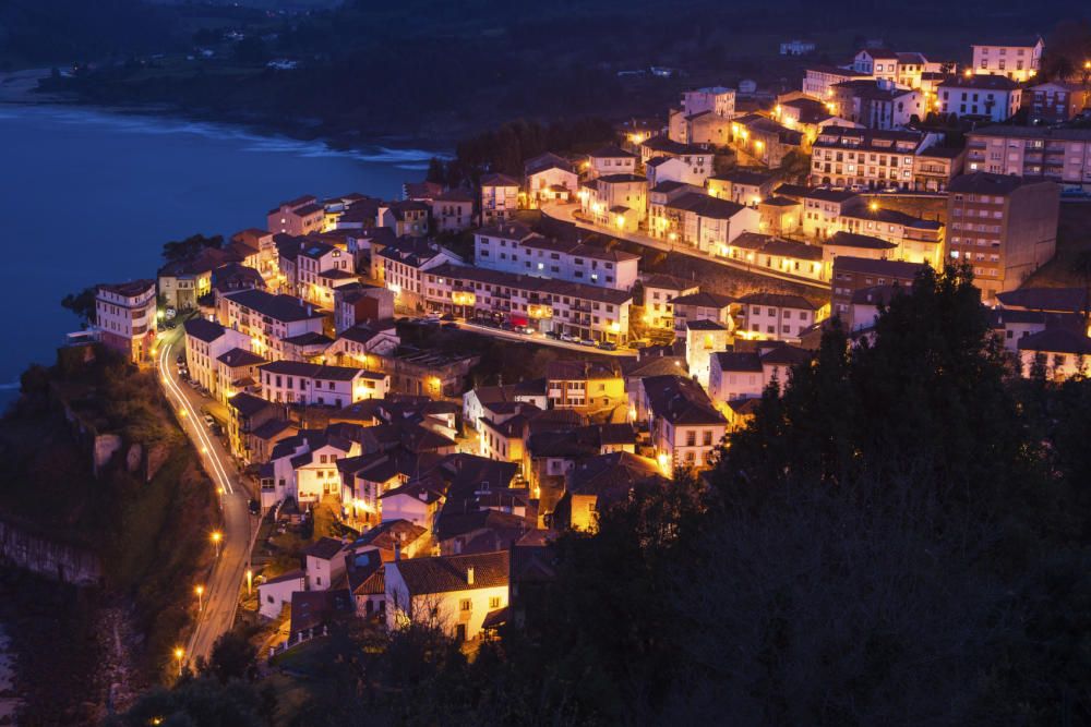 View of the city of Lastres at ...