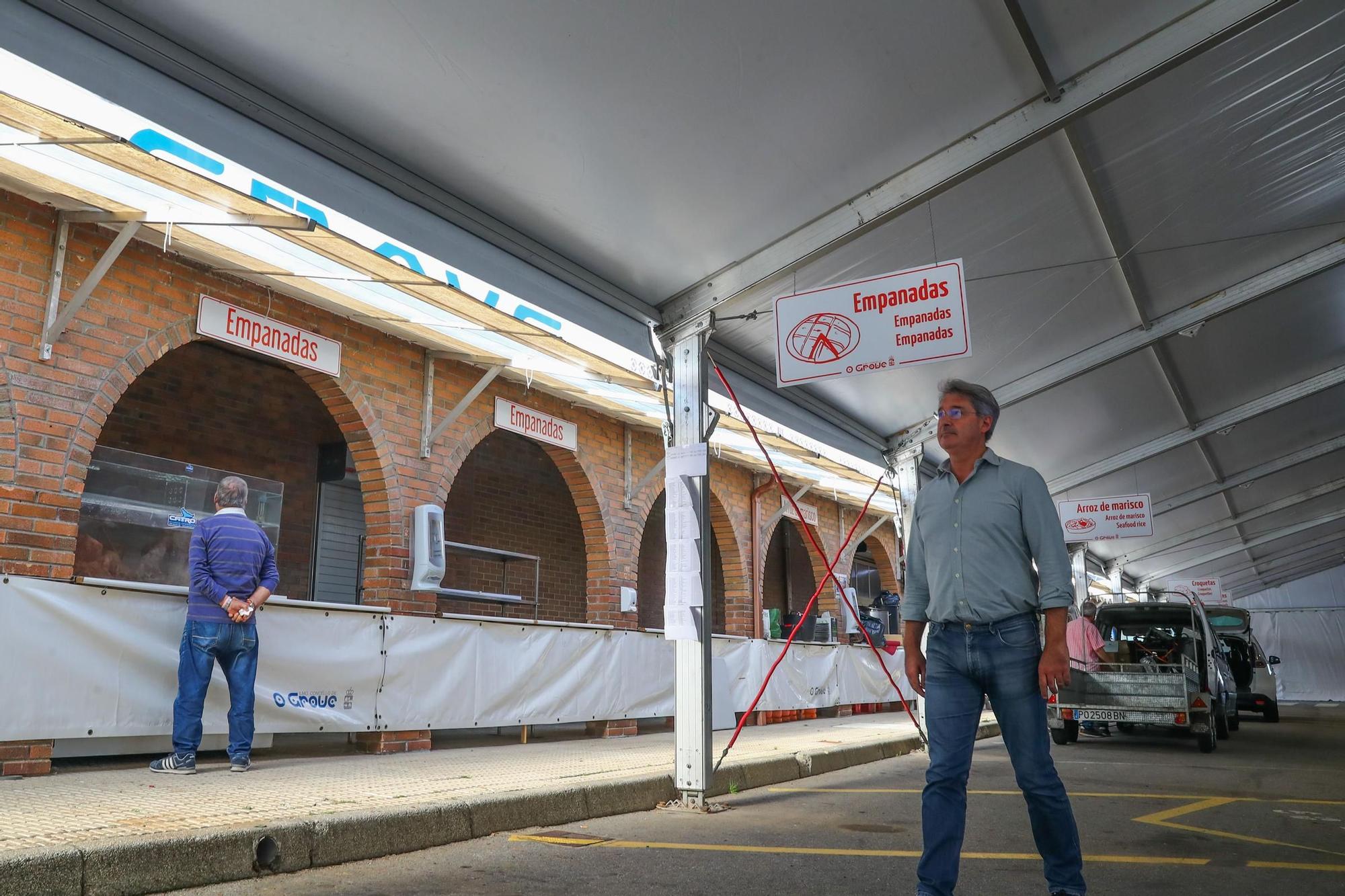 Los últimos retoques de la Festa do Marisco de O Grove.