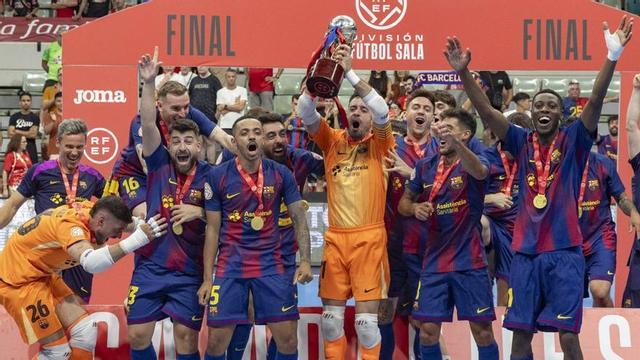 El Barça, campió de la Lliga de futbol sala al guanyar a Múrcia (4-6) | / EFE