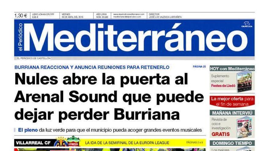 &#039;La final de Basilea ya está a la vista&#039;, hoy en portada de Mediterráneo.