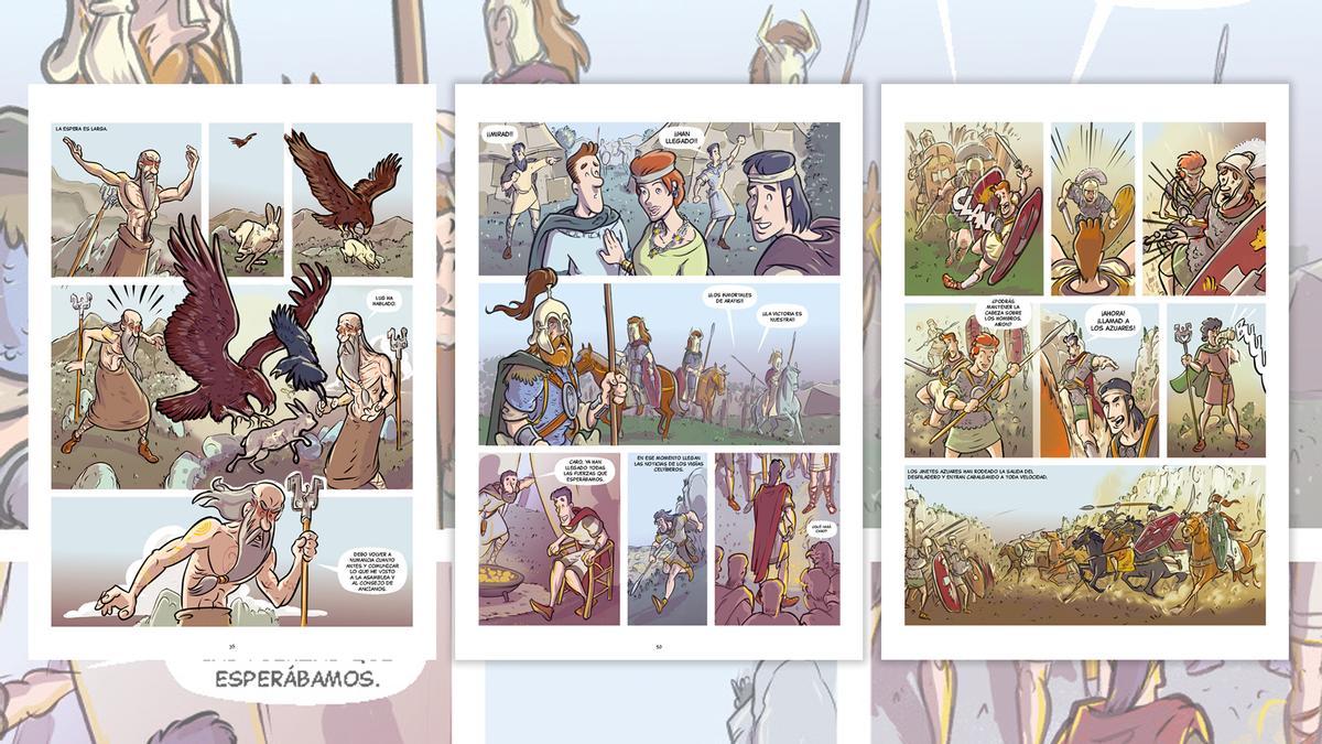 Tres páginas del cómic publicado por la aragonesa GP Ediciones.