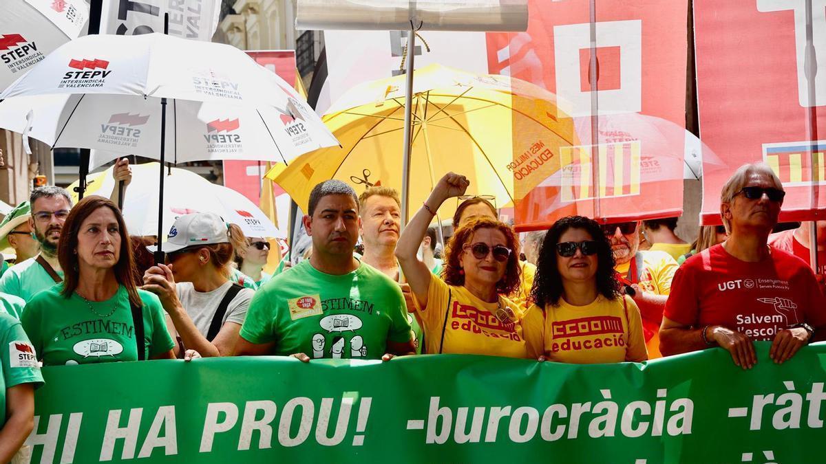 Los sindicatos en la manifestación de este viernes
