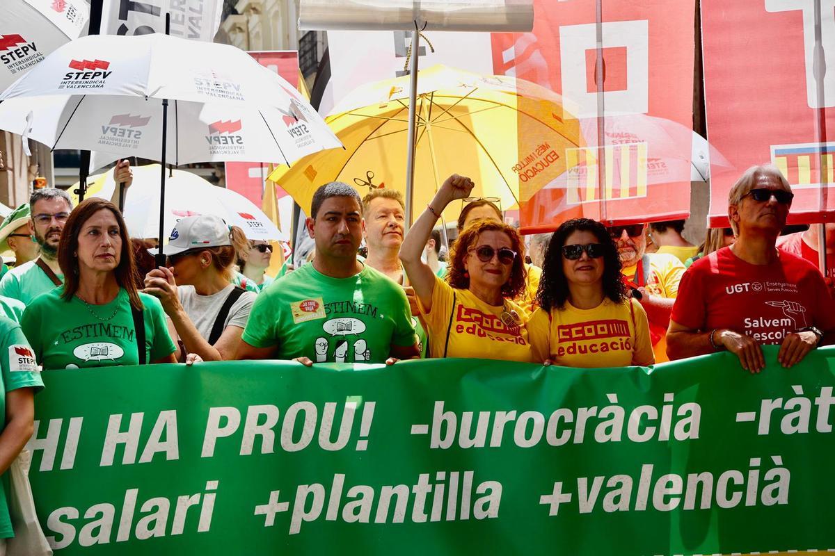 Los sindicatos en la manifestación de este viernes