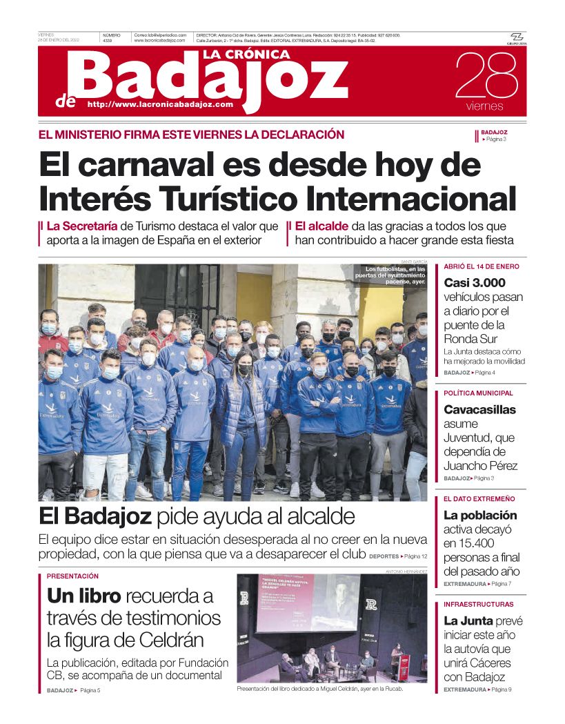 Consulta la portada correspondiente al día 28 de enero del 2022