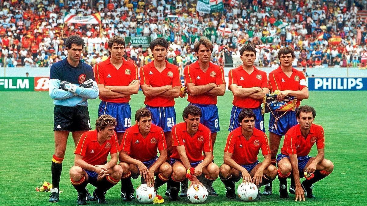 Once de la selección española en un partido del Mundial de México 86.