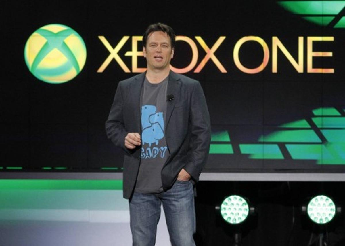 Spencer, corporate vice president of Microsoft Studios, speaks during the Xbox E3 Media Briefing at USC's Galen Center in Los Angeles