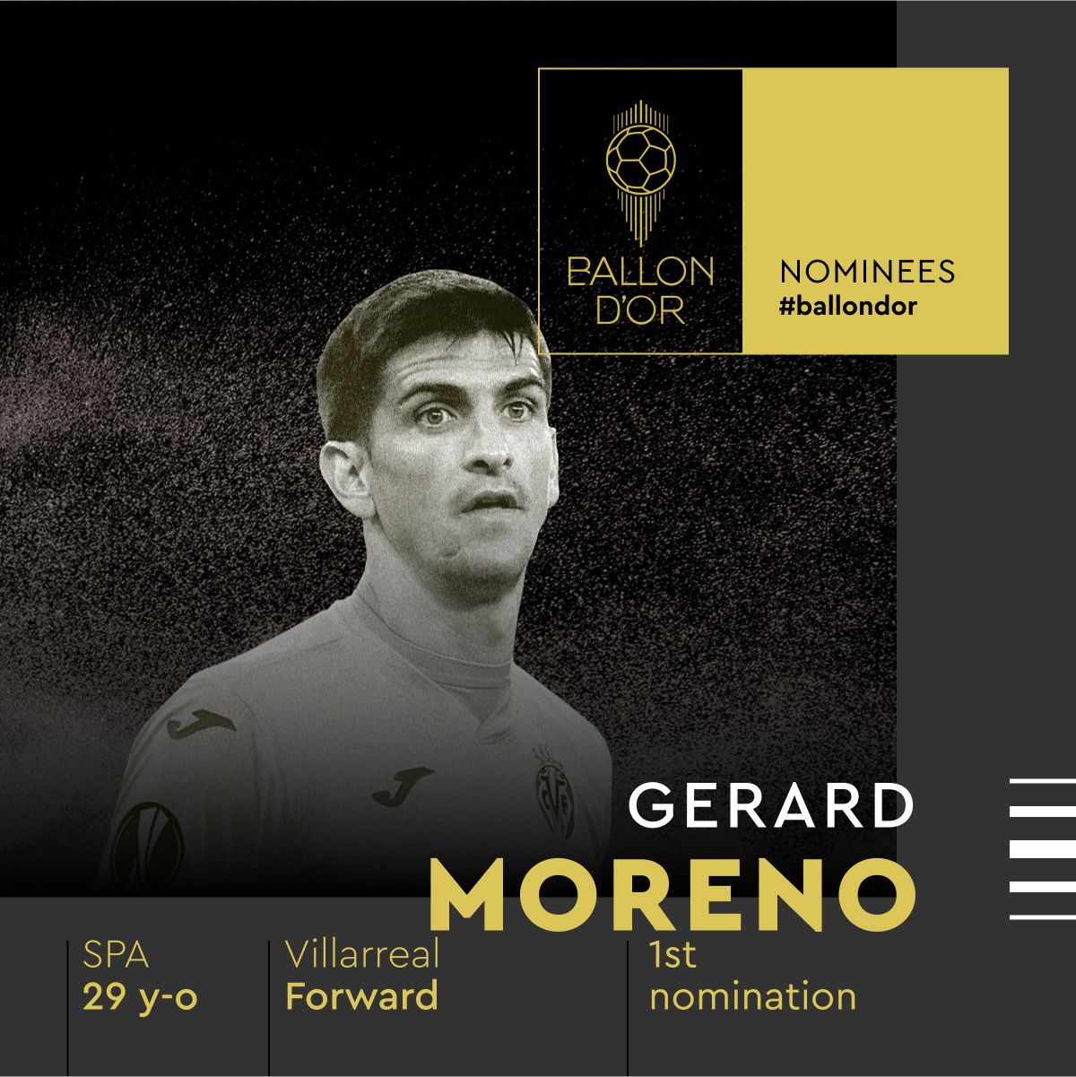 Gerard Moreno, del Villarreal CF, nominado al Balón de Oro 2021.