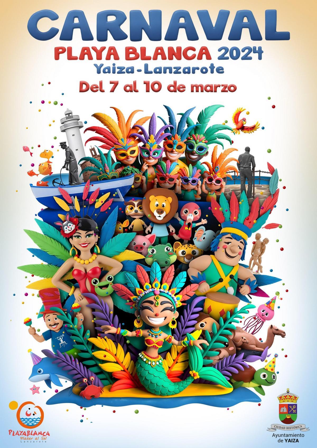Cartel del Carnaval de Playa Blanca 2024, en Lanzarote.