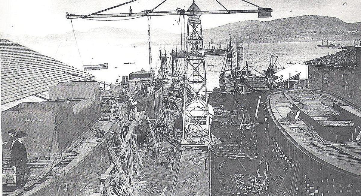 Astilleros de Barreras durante los años 20 del siglo pasado, cuando el sector naval despegó en la ciudad.