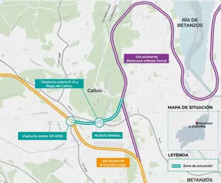 El Ministerio expone al público el estudio informativo del baipás del tren en Betanzos: 29 millones para 1,6 kilómetros