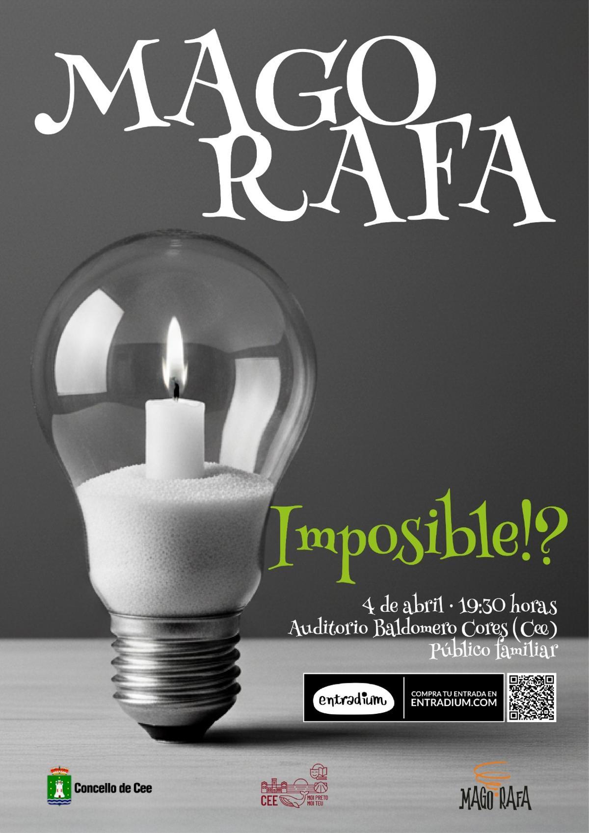 Cartel promocional del espectáculo del Mago Rafa en Cee.