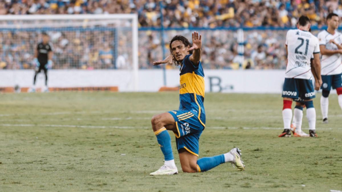 Edinson Cavani, celebrando un gol con Boca Juniors