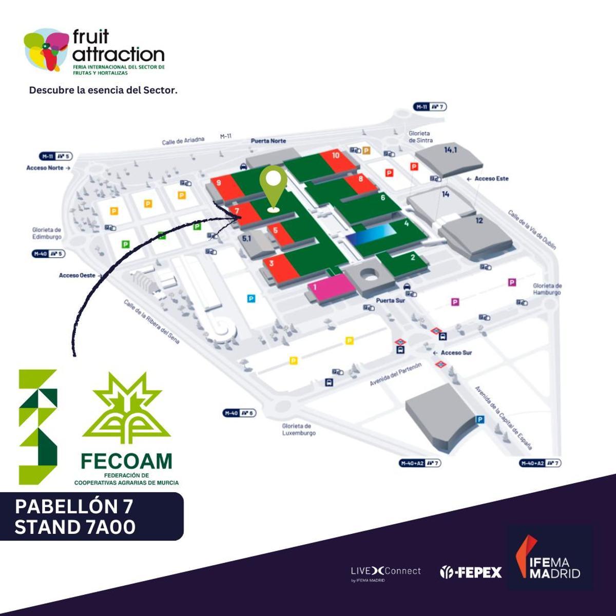 Plano de situación del stand de las cooperativas agrarias regionales.