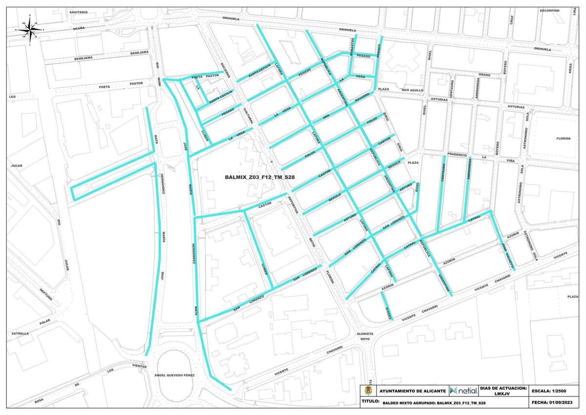 Mapa de la limpieza en Alicante: ¿cuántas veces se baldean las calles de mi barrio?