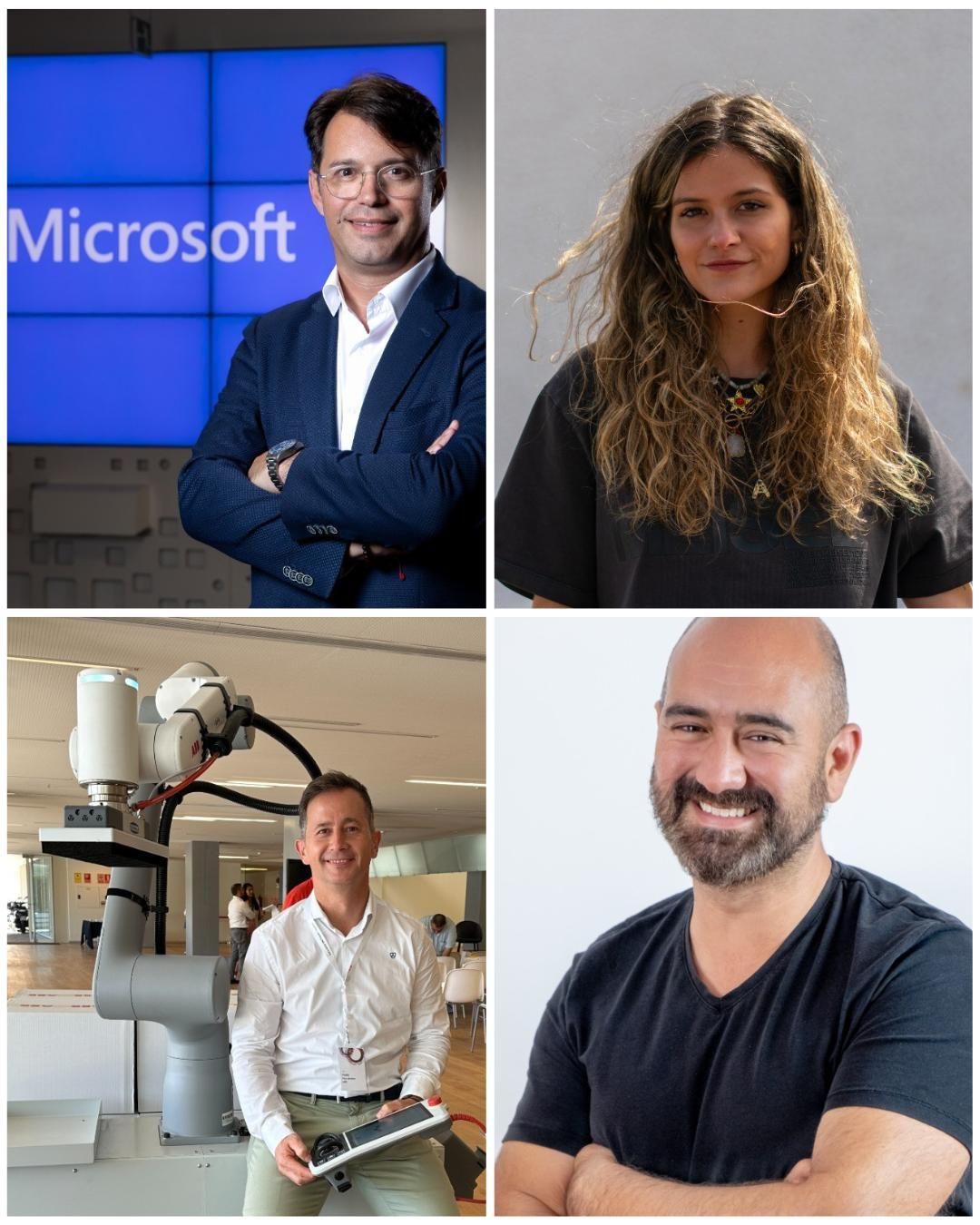 Alberto Pinedo, National Technology & Security Officer en Microsoft; Alba Meijide, responsable de IA de Territorio Norte en Telefónica; Pablo Fernández, General Industries Sales Manager de ABB Robotics Spain; y Germán León, Founder & CEO en Helvética Digital.