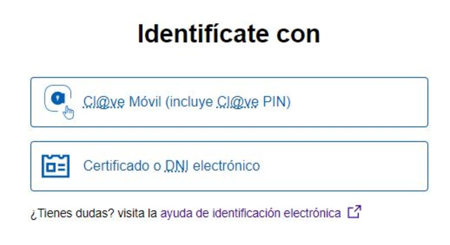 Identificación electrónica en el portal de la Agencia Tributaria.