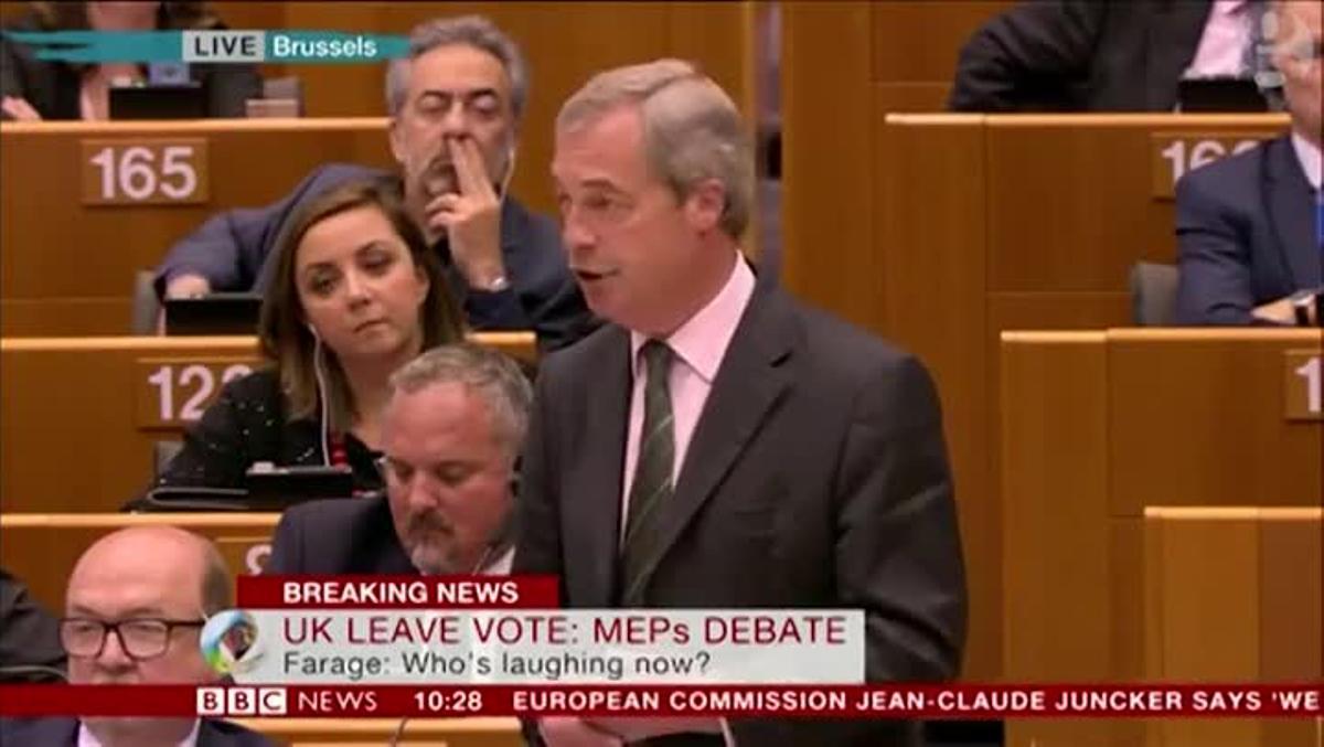 El provocador discurso de Farage: ¿Ya no se ríen de mí, verdad?