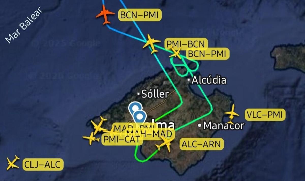 Der Ryanair-Flug 1342 aus Barcelona drehte mehrere Runden über die Insel und Flog dann zurück.