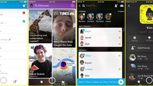 Pantallas del nuevo Snapchat.