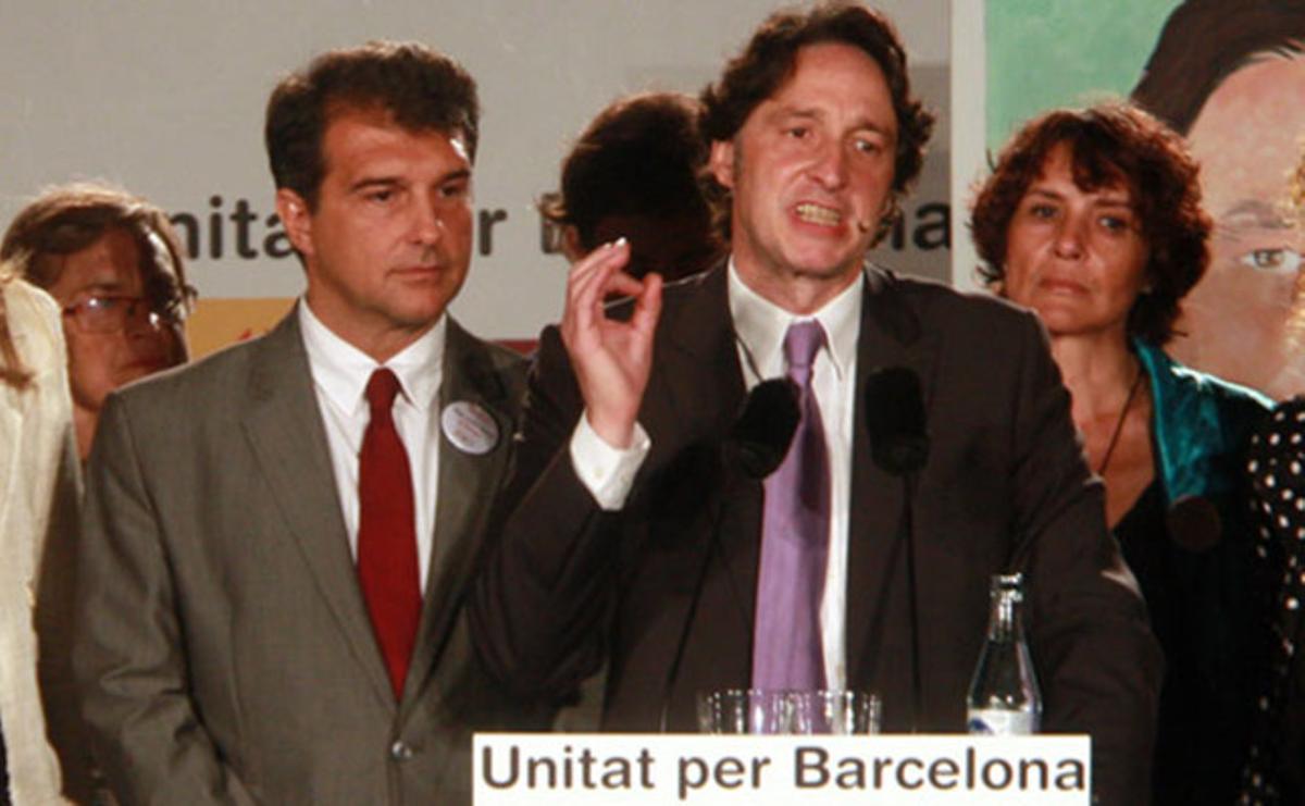Jordi Portabella cabeza de lista de ’Unitat per Barcelona-ERC’ en el inicio de campaña junto a Joan Laporta, número dos de la coalición