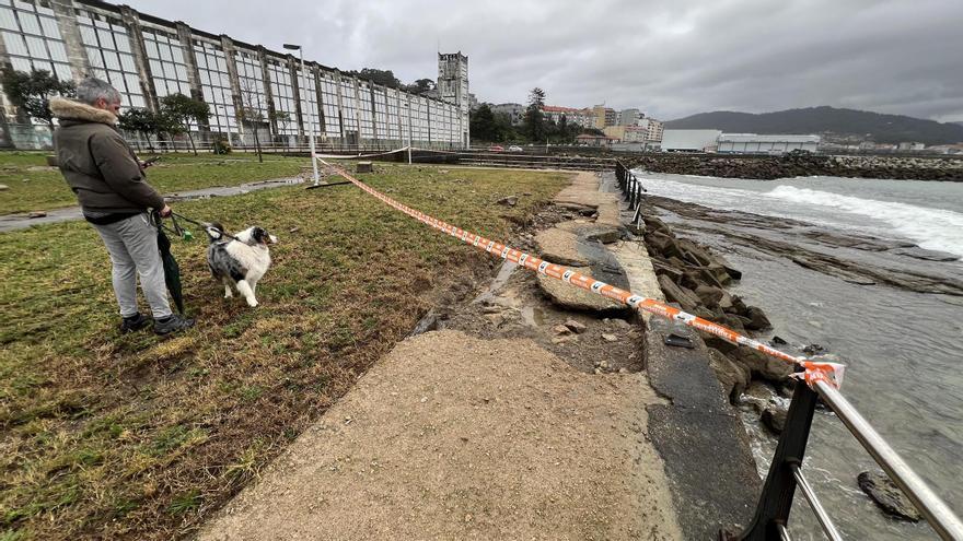 El Puerto de Vigo valora los daños de Karlotta en el paseo de O Salgueirón previo a su reparación