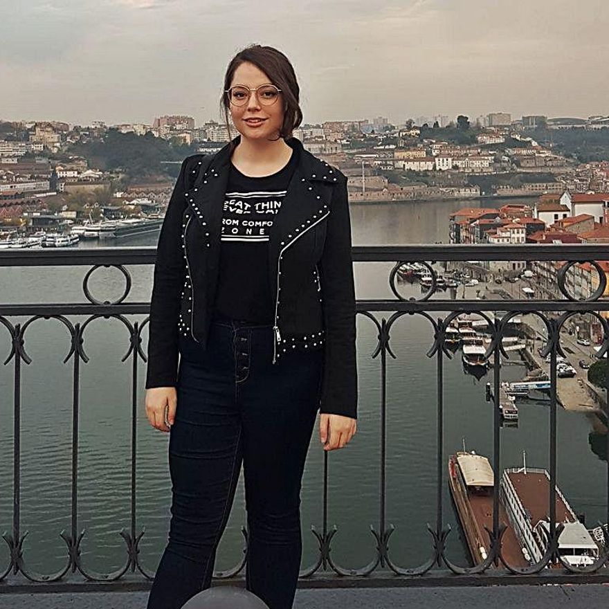 La estudiante de Erasmus, con Oporto al fondo. | Cedida