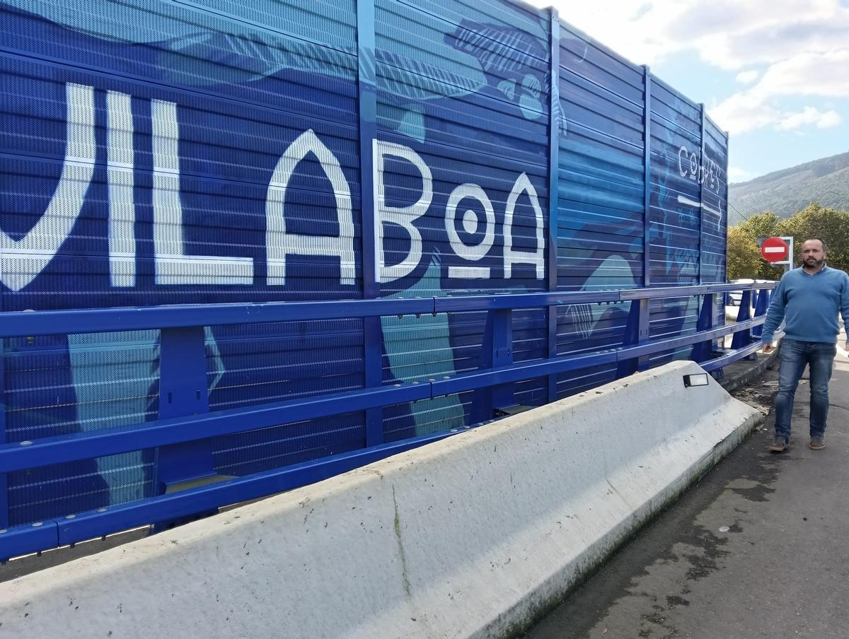 Señalización de las parroquias de Vilaboa en un panel.