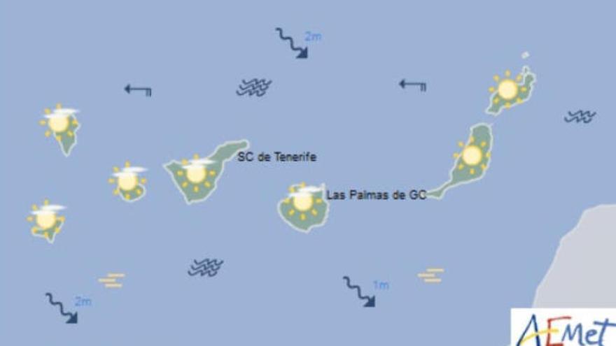 Mapa de predicción del tiempo para este domingo en Canarias.