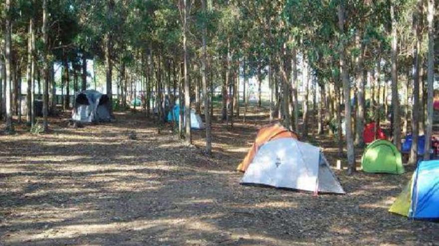 Imagen de la zona de acampada de Chan da Pólvora, en la isla de Ons.