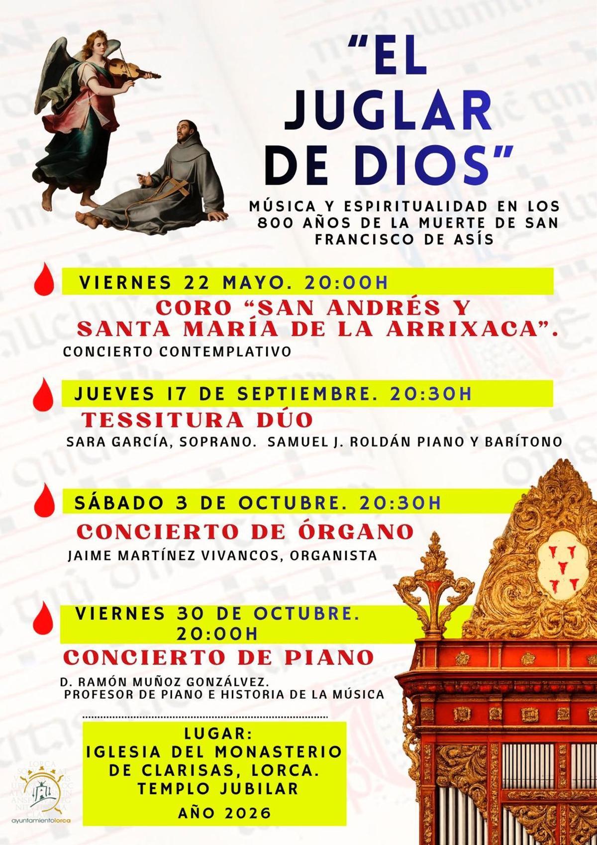 Conciertos organizados con motivo del Tiempo Jubilar.